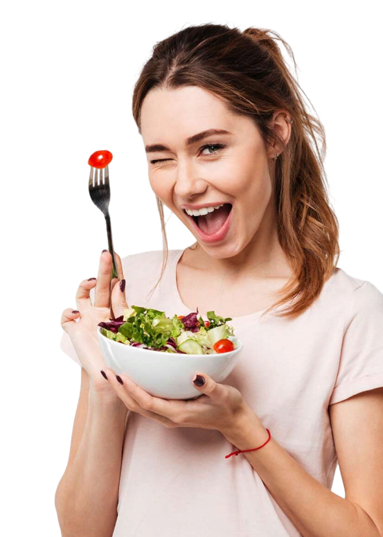 woman eating salad